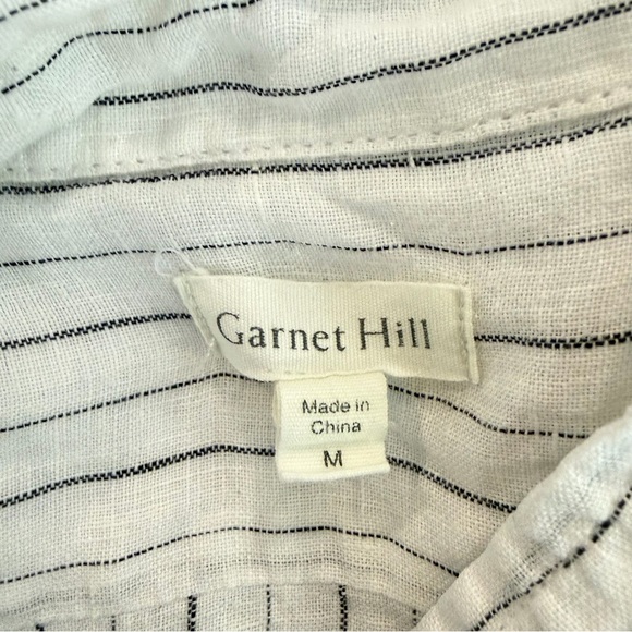 Garnet Hill White Stripe Linen Tunic Shirt Size Medium 23931 - Picture 5 of 9